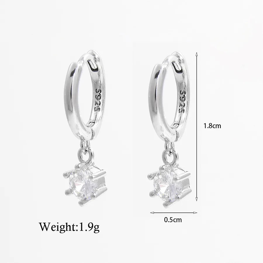 925 Silver Zircon Cross Star Heart Drop Earrings One Size Cobblestone