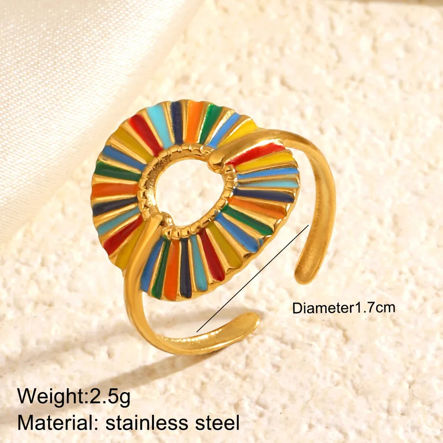 Rainbow Heart Stainless Steel Open Ring Style 1168