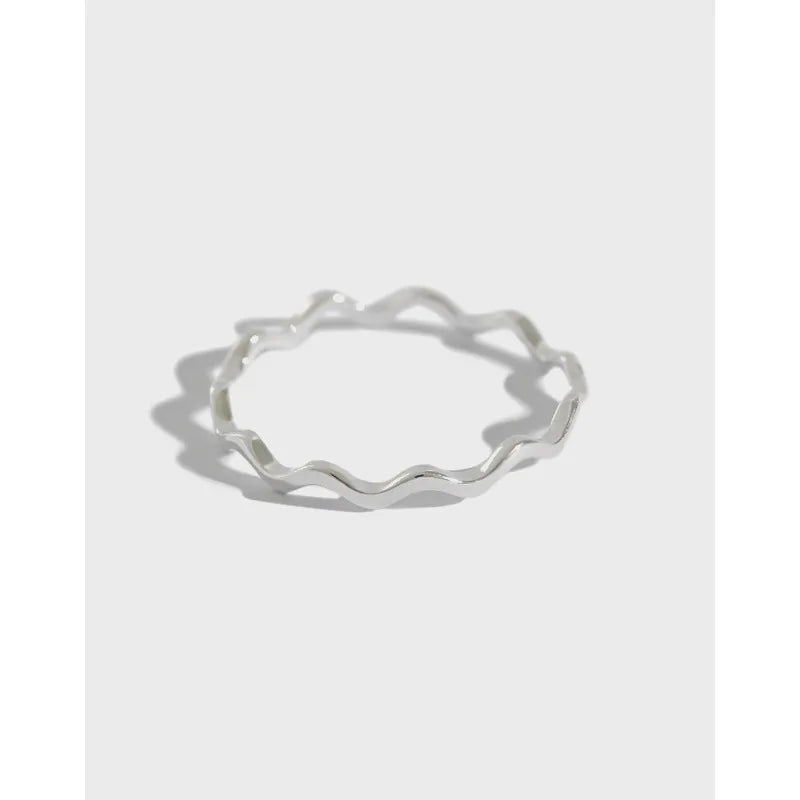 Korean Style Wave Sterling Silver Ring No. 21 Silver