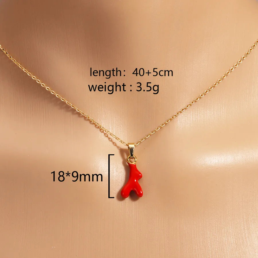 Gold Enamel Starfish Pendant Necklace Red Small Corner
