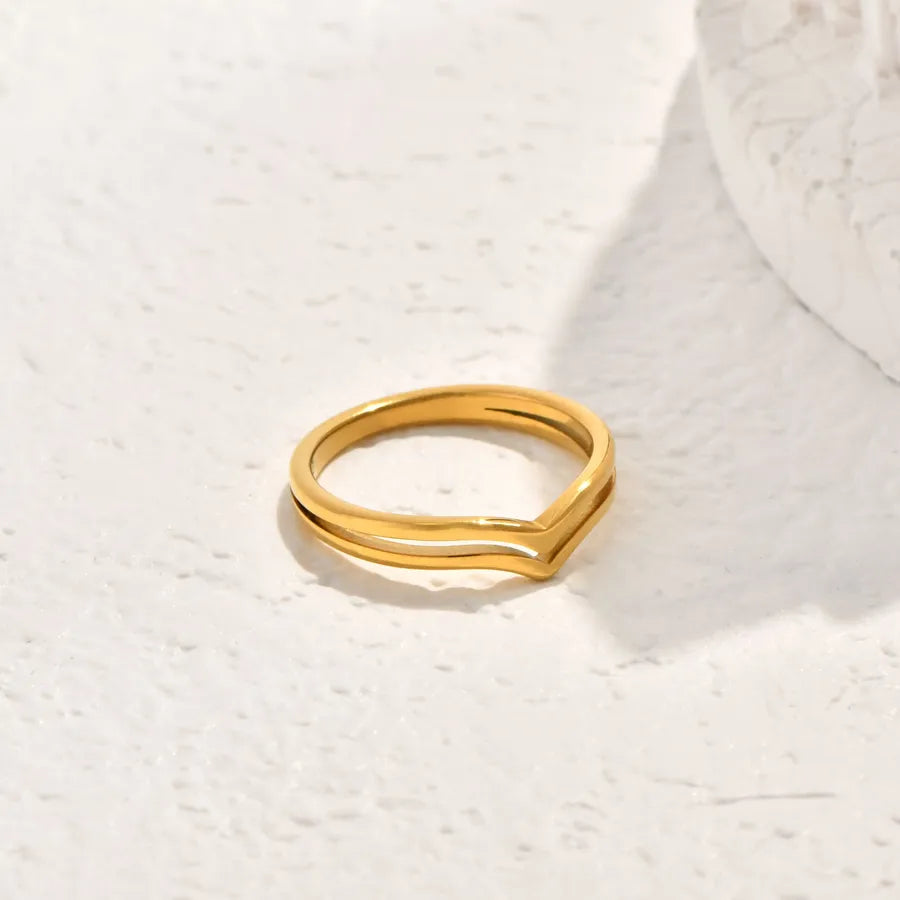 18K Gold Plated Twist Zircon Double Layer Ring 5773101