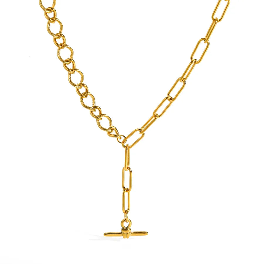 18K Gold Plated Geometric Stainless Steel Necklace 3-43 5cm Long