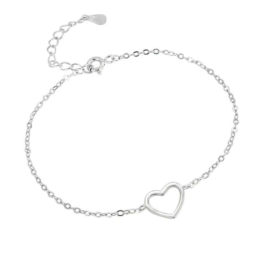 Sterling Silver Hollow Heart Bracelet