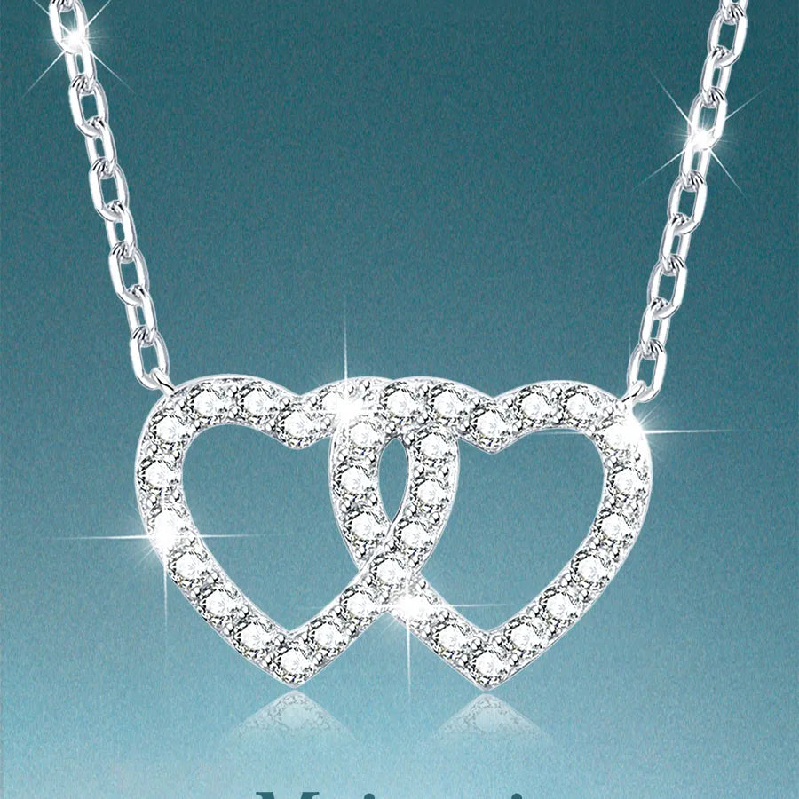 925 Silver Heart Moissanite Necklace for Women Silver JWN0129M
