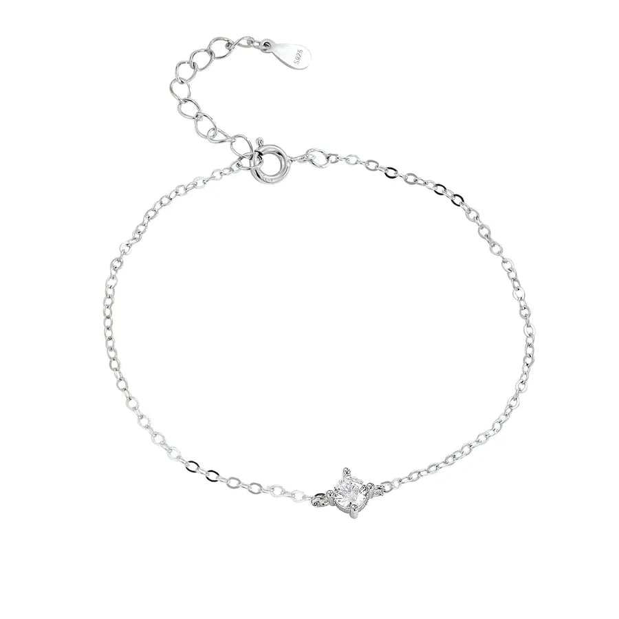 Sterling Silver Four-Prong Diamond Bracelet