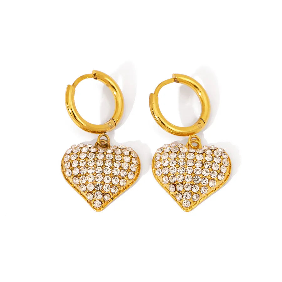 18K Gold Heart-Shaped Stainless Steel Earrings