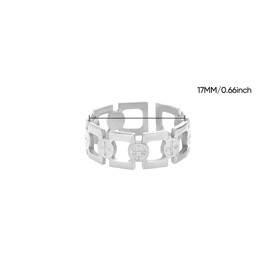 18K Gold Plated Cross & Heart Open Ring 5