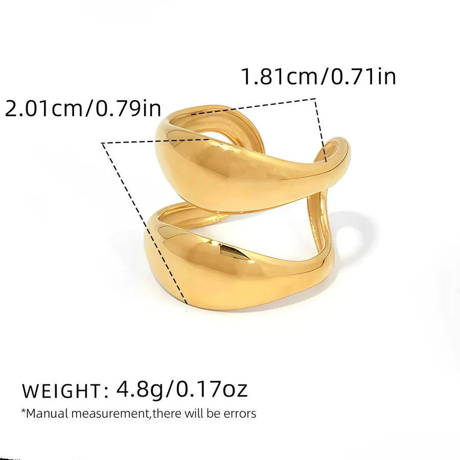 18K Gold Plated Geometric Stainless Steel Ring Average Size Gold A Ring