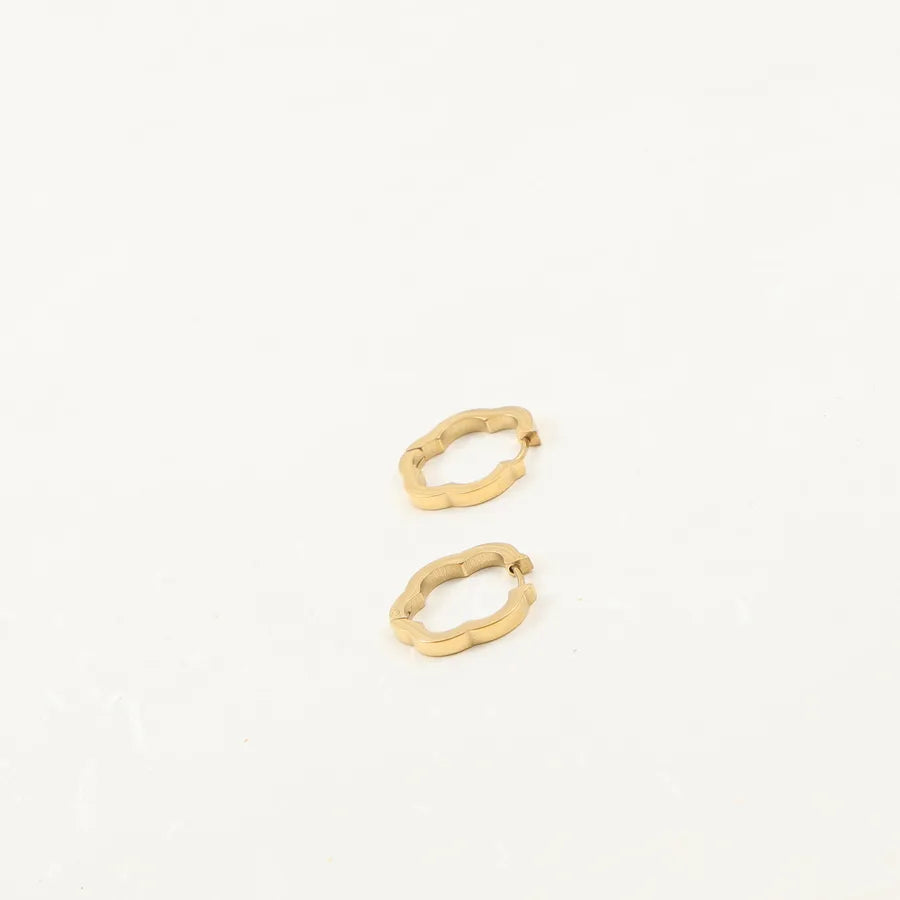 18K Gold Cherry Blossolid Petal Earrings