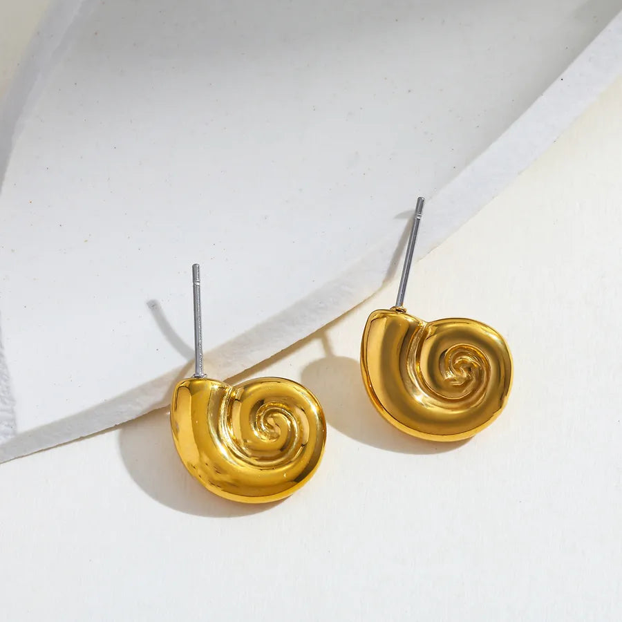 18K Gold Plated Snail Stud Earrings for Women