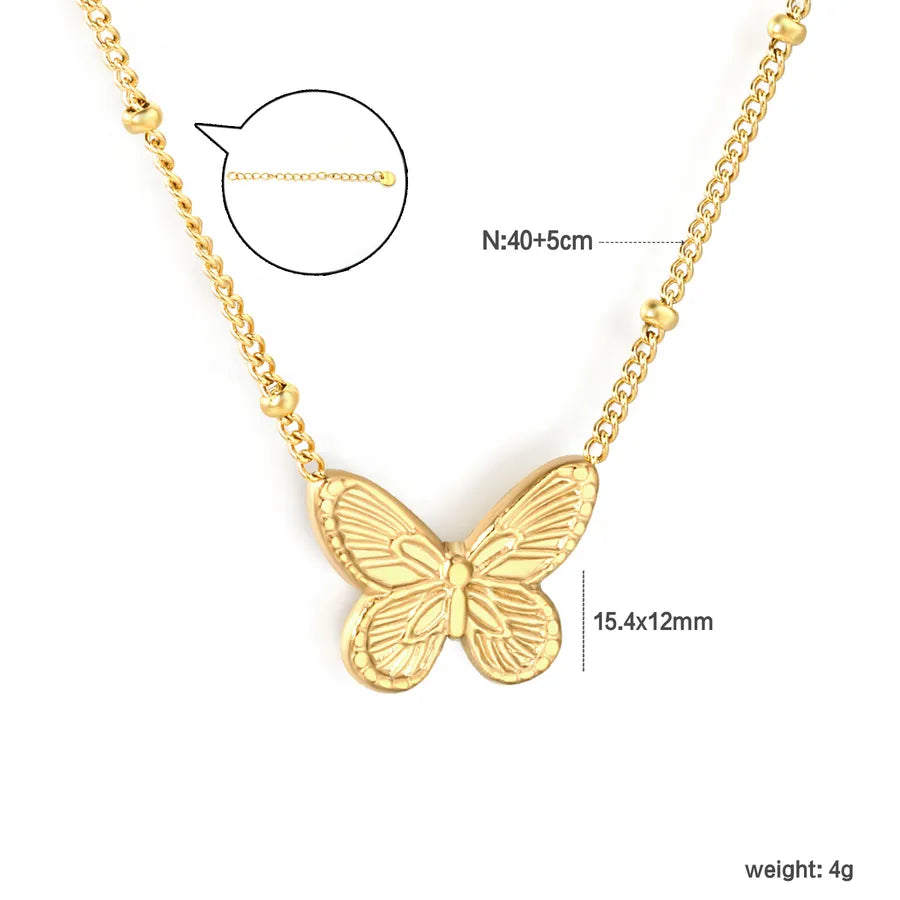 Butterfly Pendant Necklace in 18K Stainless Steel