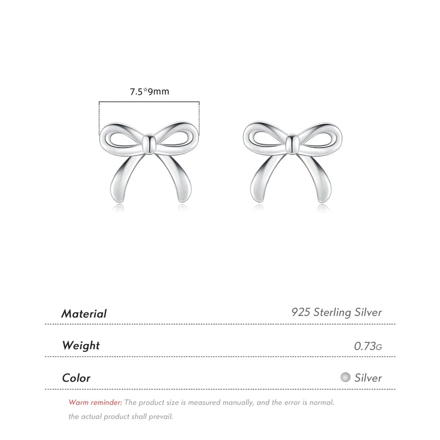 925 Sterling Silver Bow Knot Stud Earrings