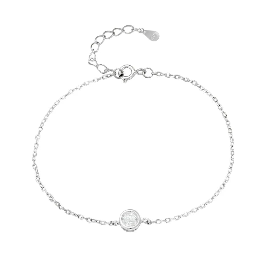 Elegant S925 Silver Single Diamond Bracelet