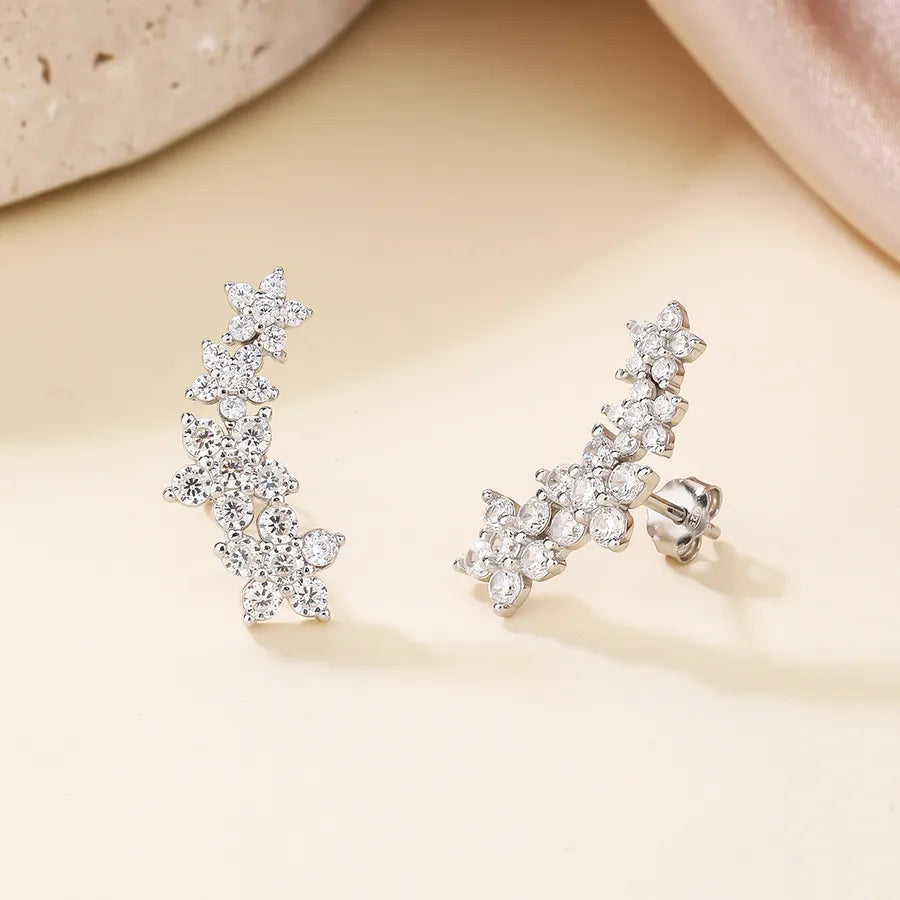 925 Sterling Silver Flower Stud Earrings