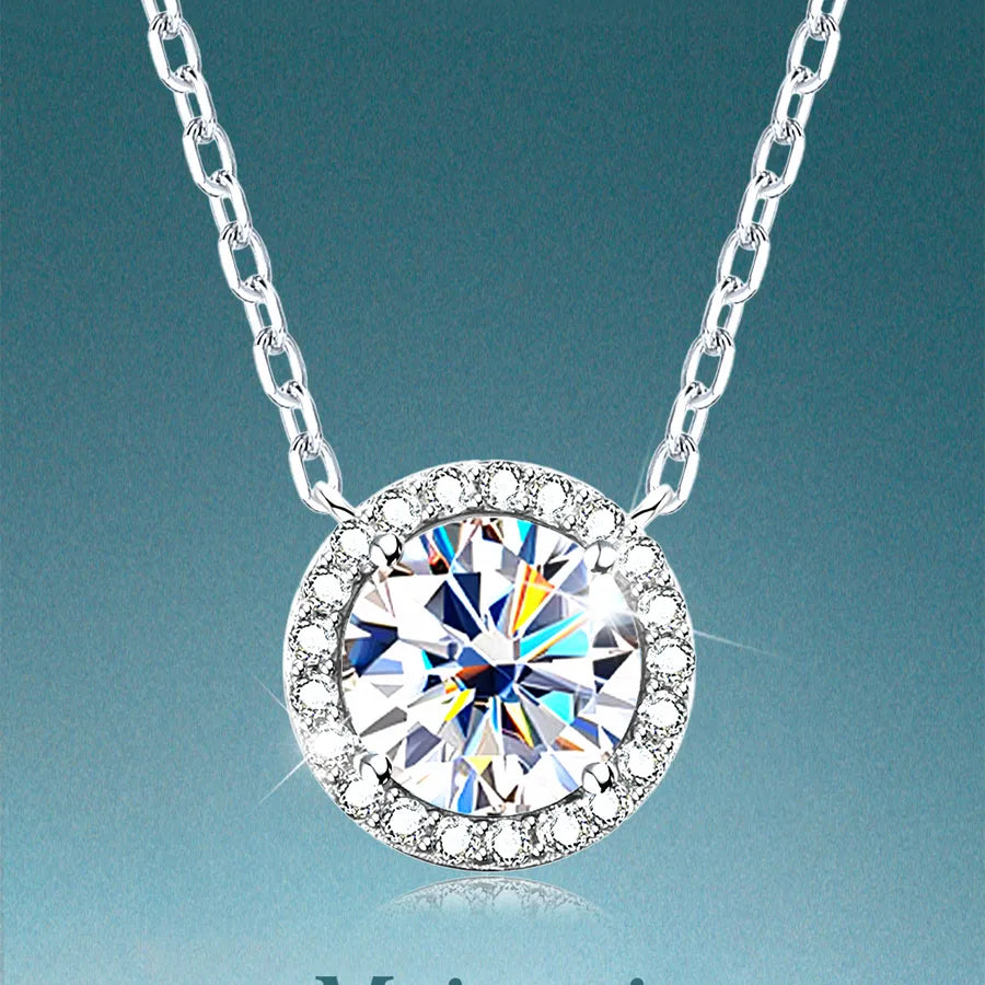 925 Silver 1 Carat Moissanite Necklace for Women Silver JWN0116M