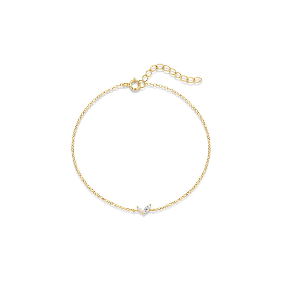 Sterling Silver Opal Heart Geometric Bracelet