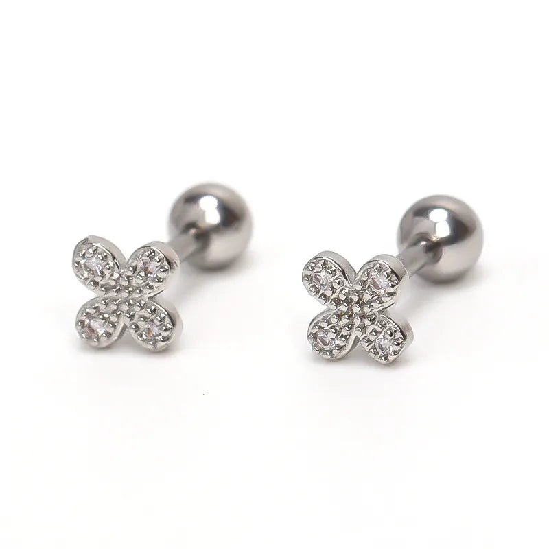 Boho Flower Diamond Stud Earrings for Women