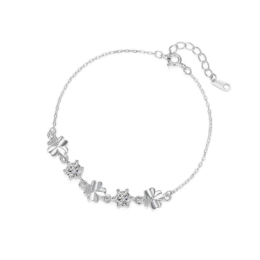 Sterling Silver Four Leaf Clover Bracelet