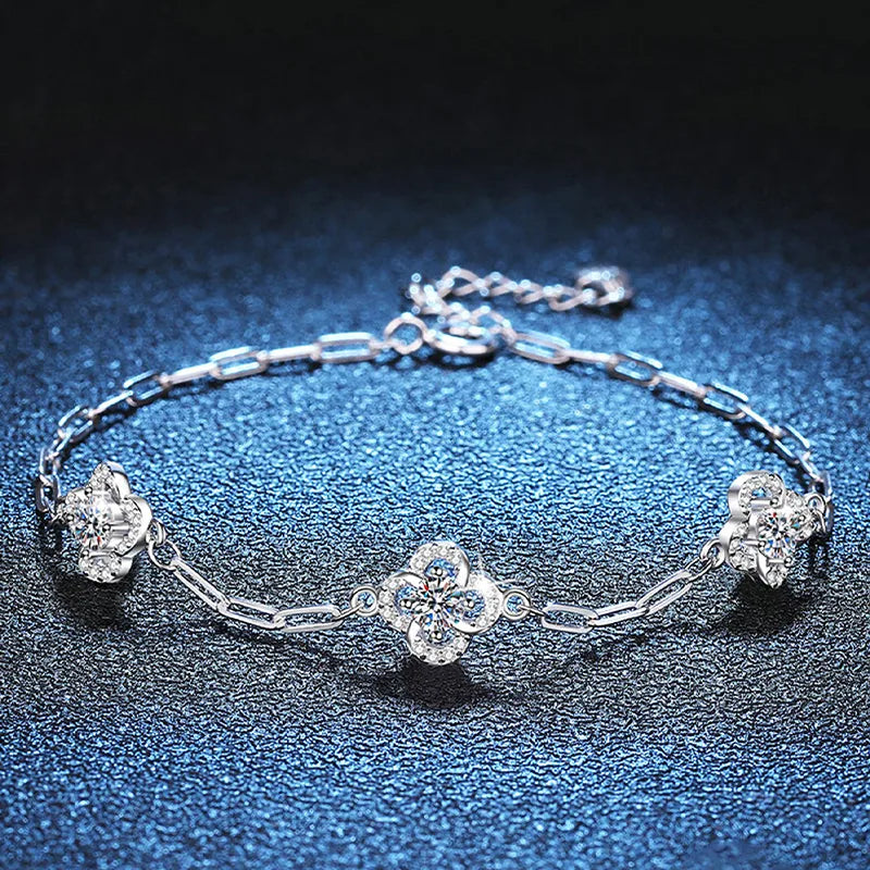 925 Silver Moissanite Geometric Bracelet Average Size Silver SL0101G