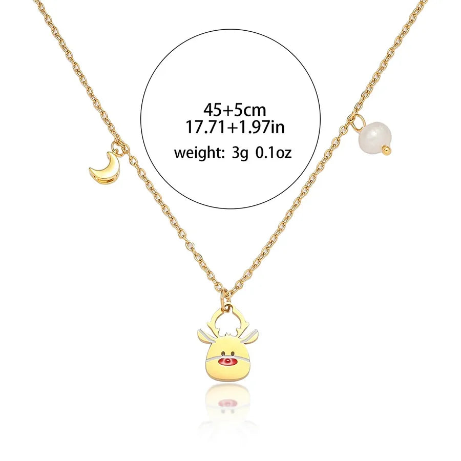 Freshwater Pearl Christmas Deer Necklace