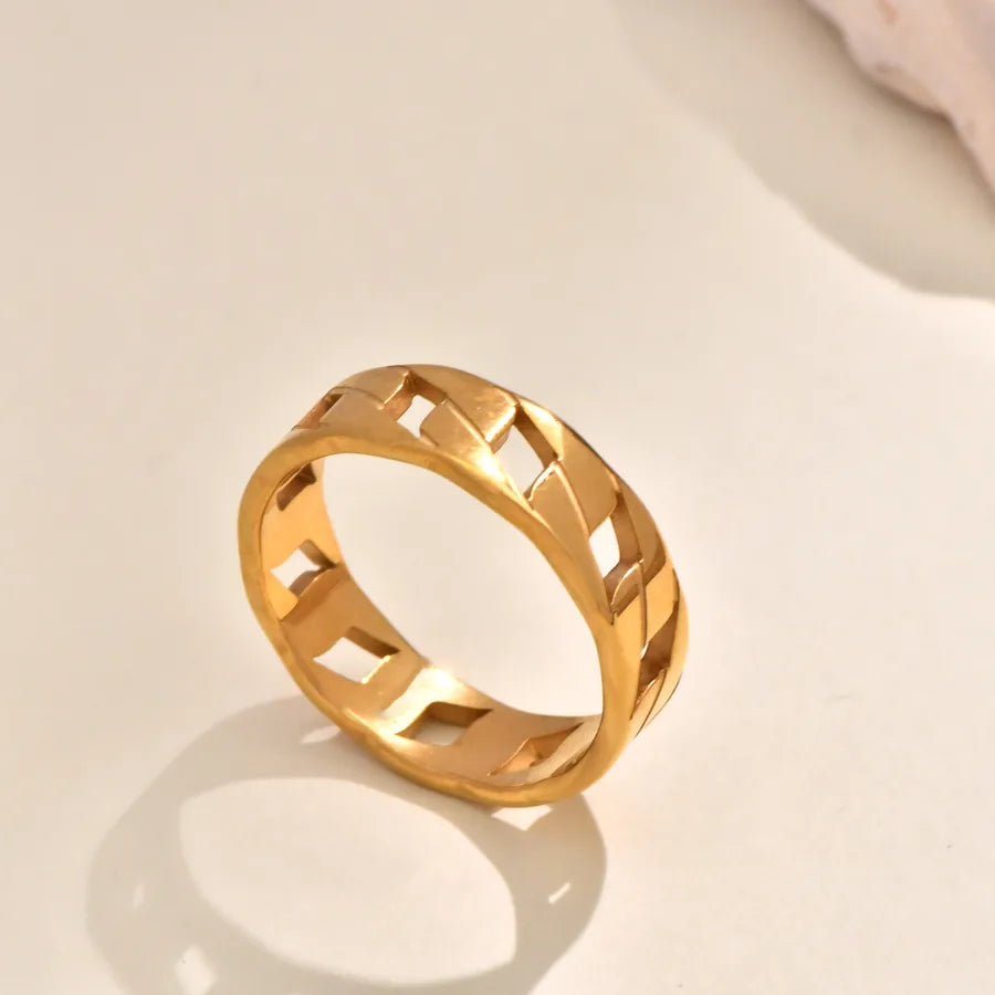 Gold Plated Geometric Wave Zirconia Ring 5772901