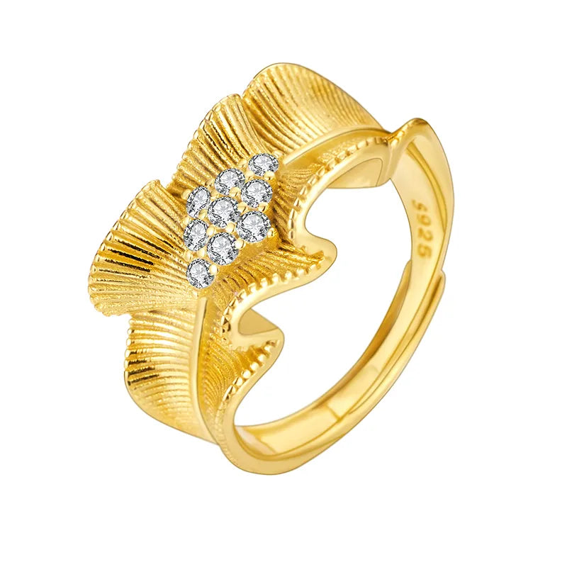 18K Gold & Silver Plated Geometric Zircon Ring Gold