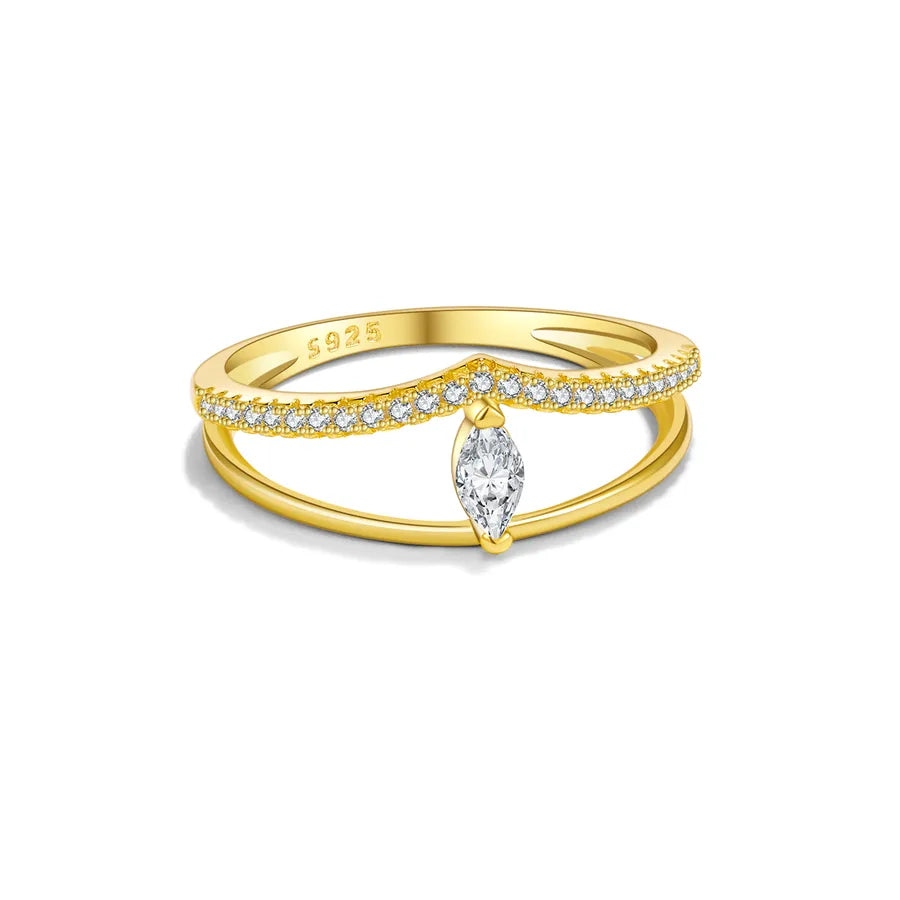 Geometric Zircon Ring in 18K Gold & White Gold 18K Gold
