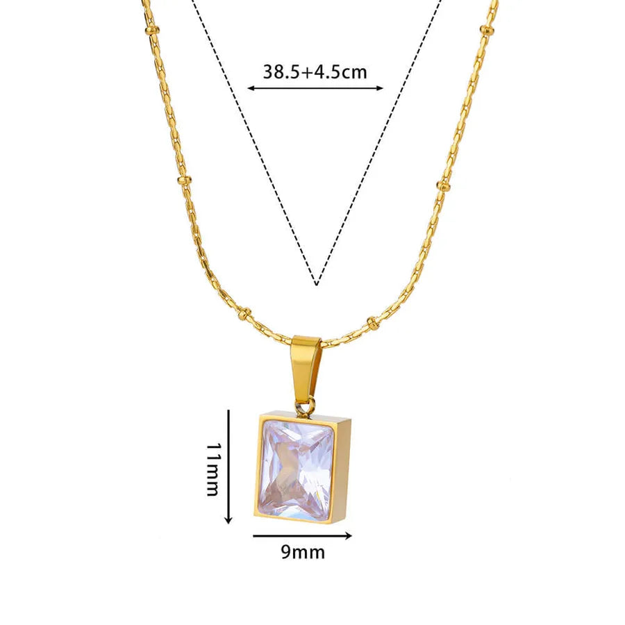 Colorful Zirconia Geometric Pendant Necklace 4