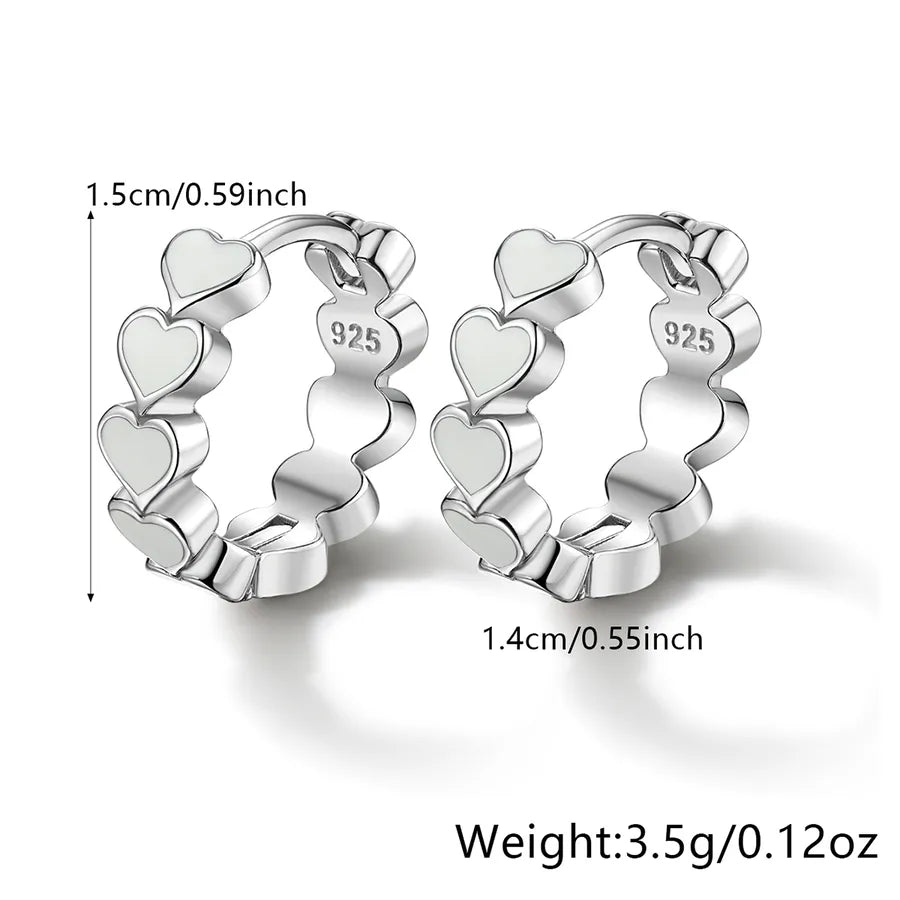 White Gold Plated Sterling Silver Heart Earrings
