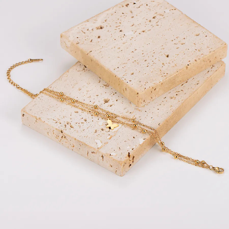 18K Gold Butterfly Stainless Steel Bracelet