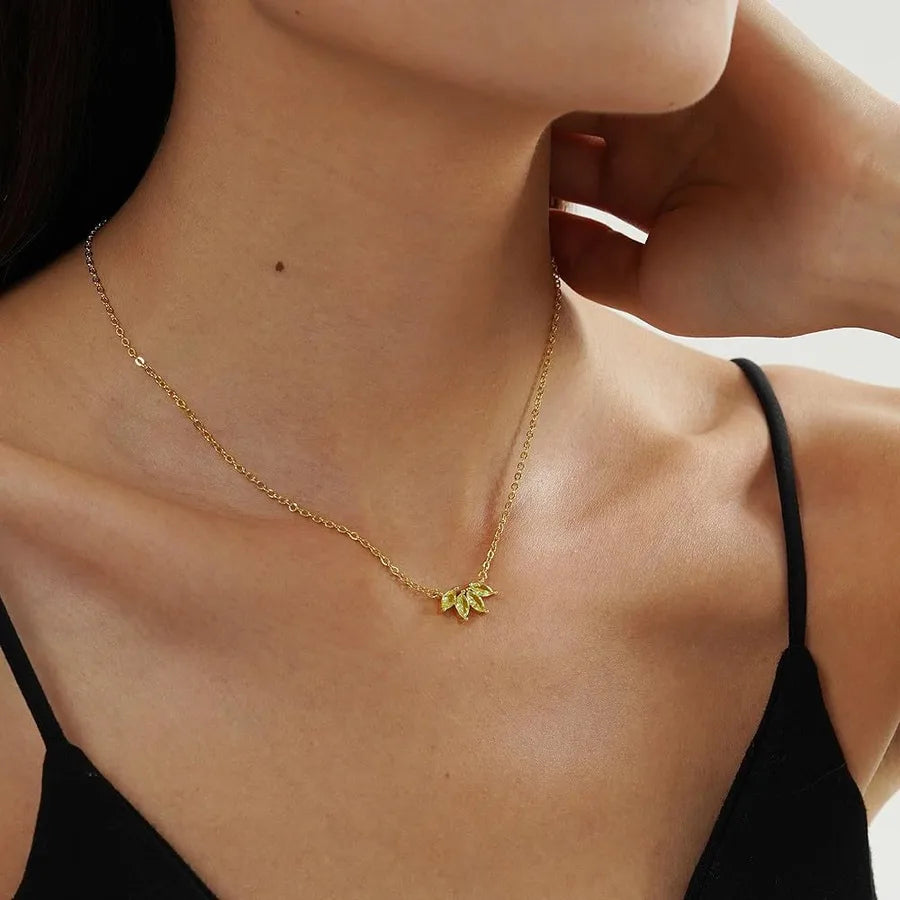 Sterling Silver Flower Birthstone Necklace for Women December Yellow 925 Silver