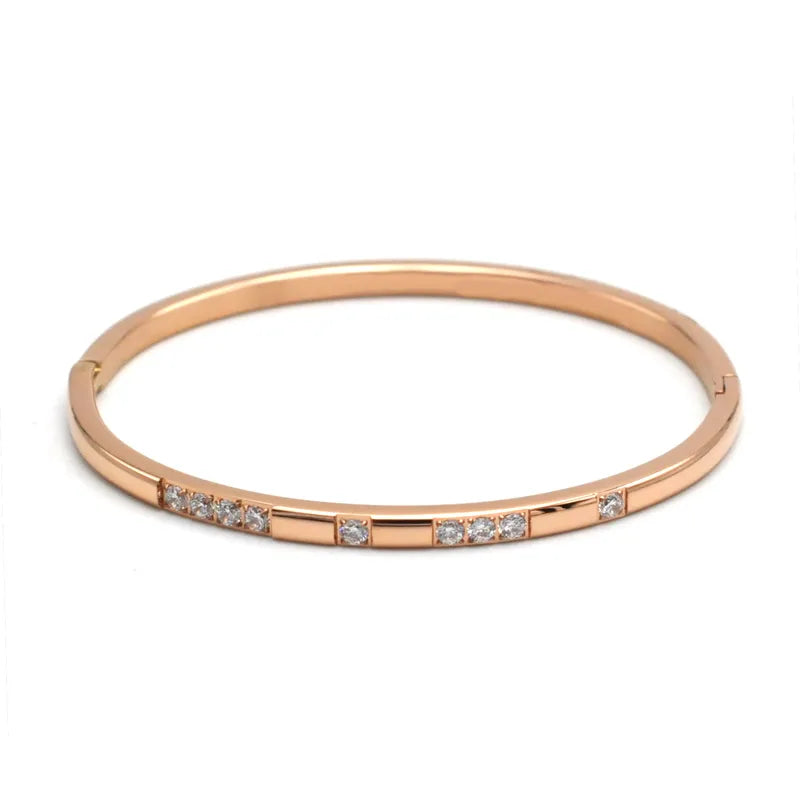 Titanium Steel Zircon Buckle Bracelet for Women Rose Gold