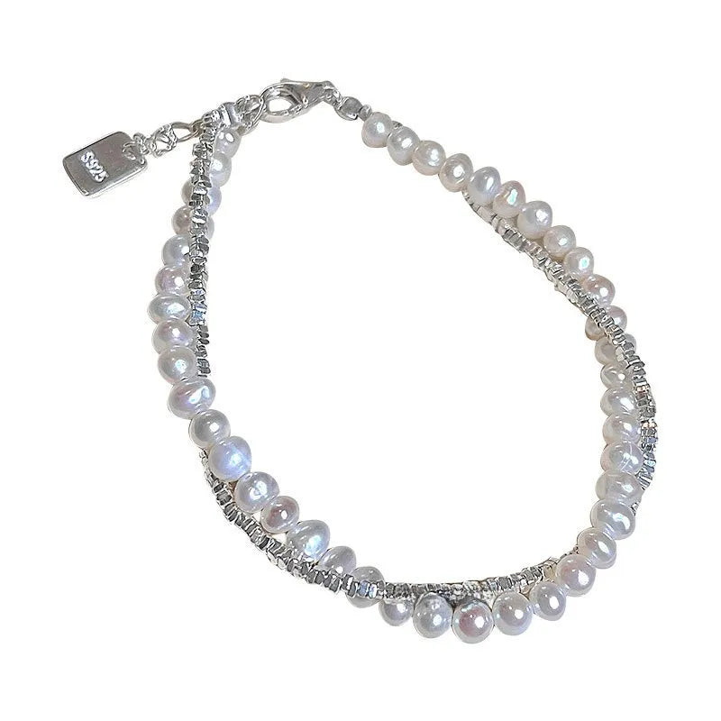 925 Silver Pearl Beaded Bracelet for Women