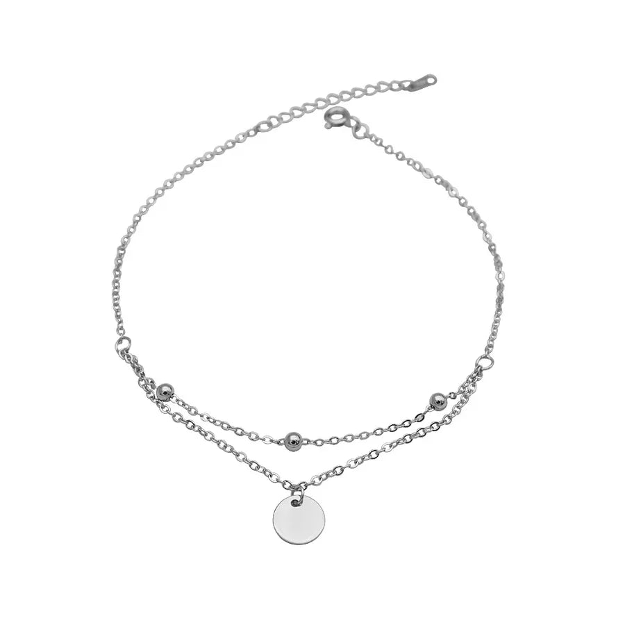Minimalist Sterling Silver Disc Anklet
