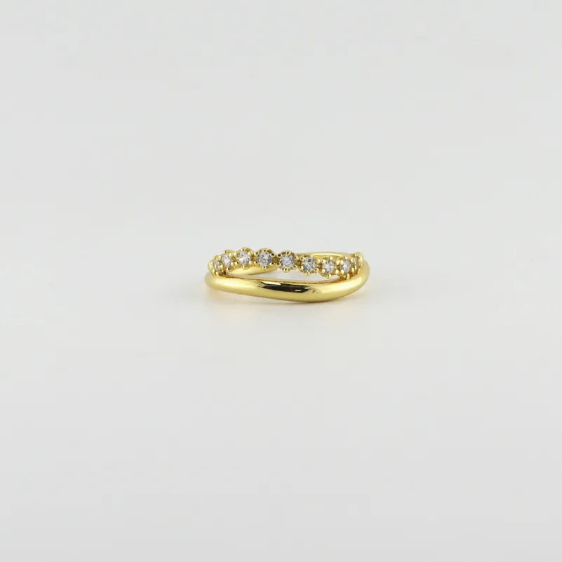 925 Sterling Silver Geometric Zircon Open Ring Adjustable Opening Tj1339-yellow Gold