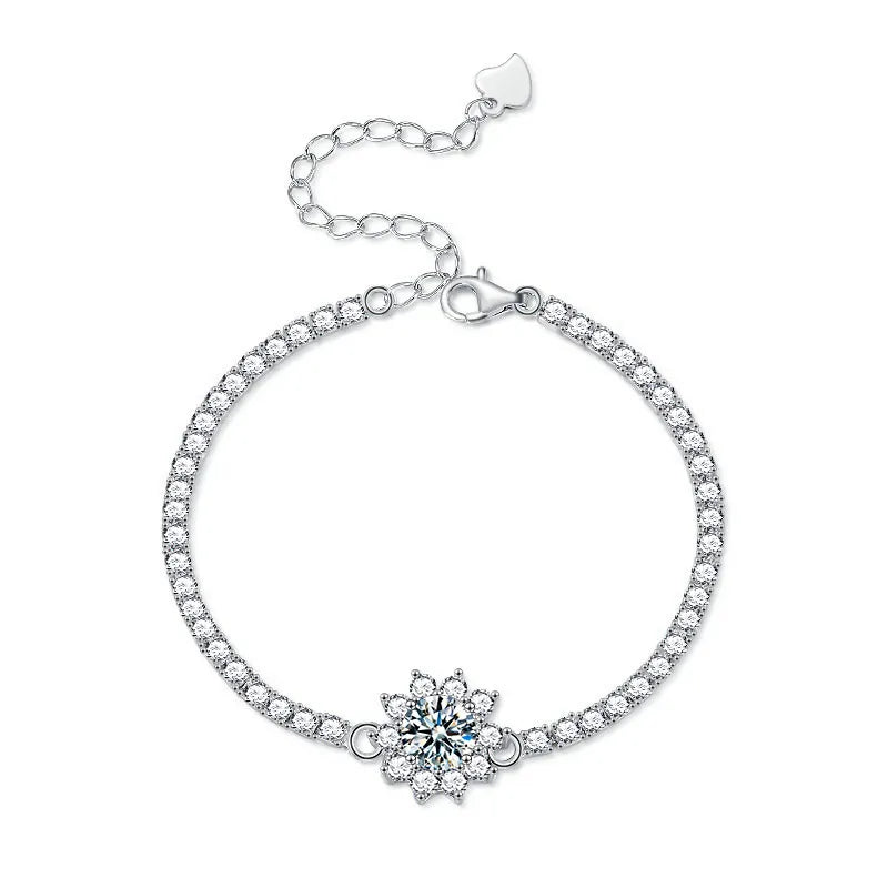 S925 Silver Sunflower Moissanite Bracelet