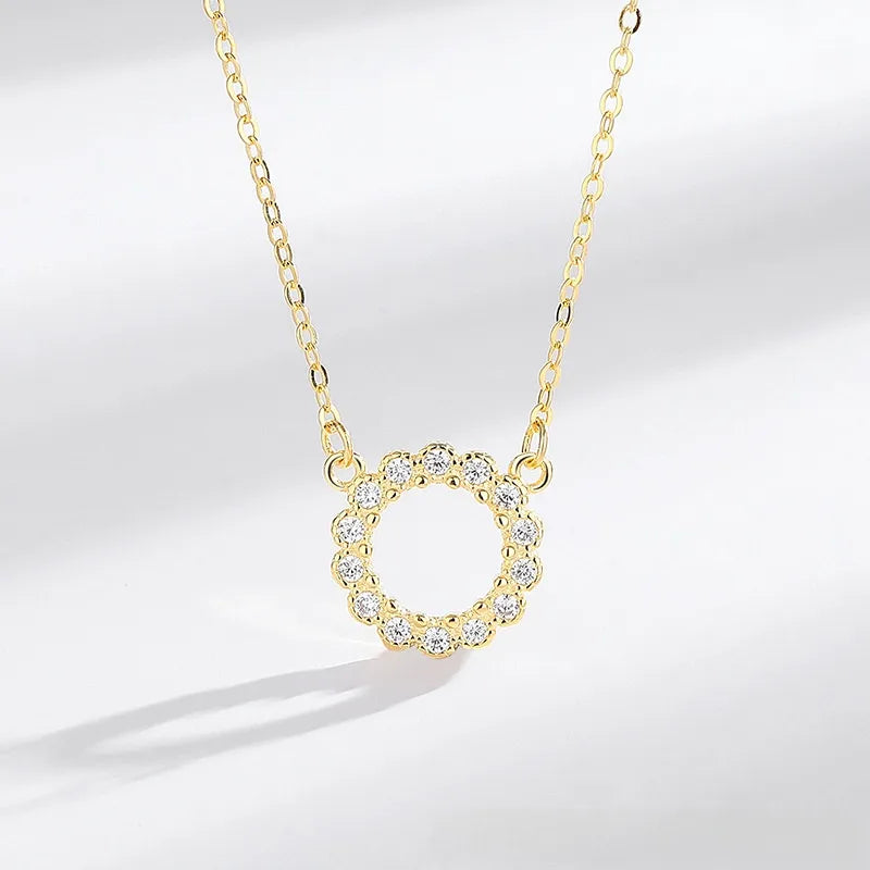 925 Silver Geometric Diamond Pendant Necklace 18K Color 925 Silver