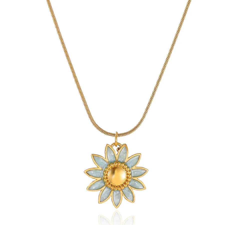 Boho Floral Pendant Necklace – 18K Gold Plated