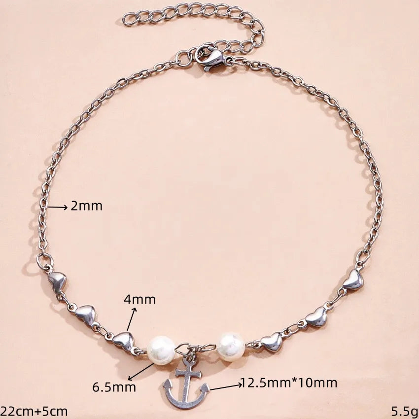 Silver Ocean Charm Layered Bracelet for Women 22cm+5cm Silver 1 Piece