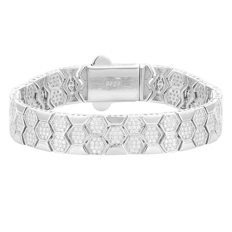 Couples Honeycomb Silver Bracelet