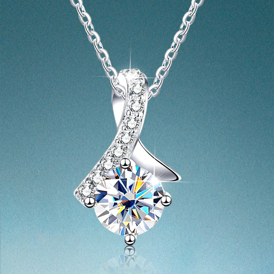 925 Silver 1ct Moissanite Necklace for Women