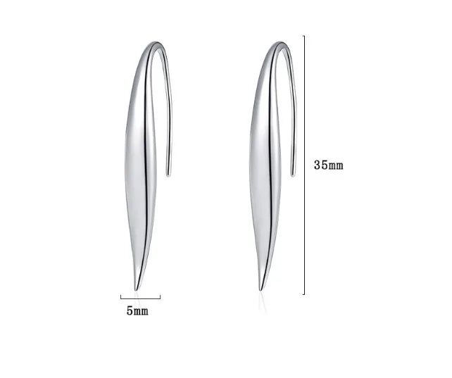 925 Sterling Silver White Gold Drop Earrings