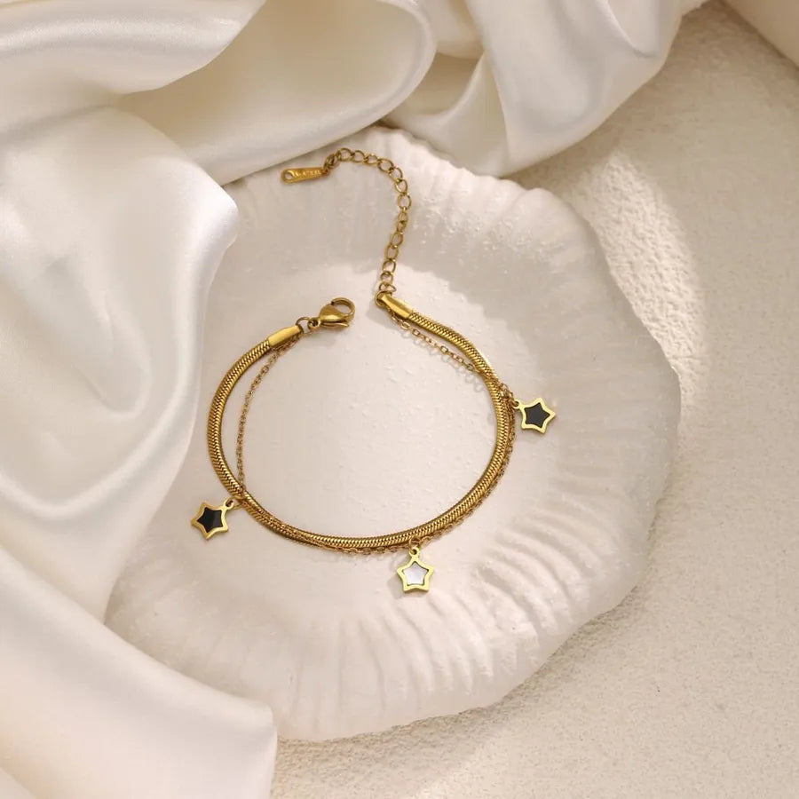 Gold Double Layer Star Bracelet for Women