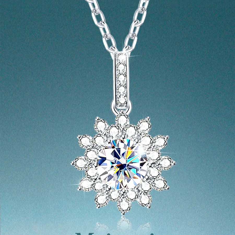 925 Silver Moissanite Pendant Necklace for Women Silver JWN0128M