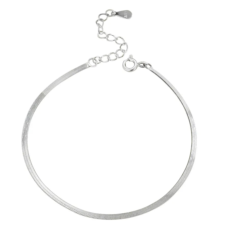 S925 Sterling Silver Flat Snake Chain Bracelet
