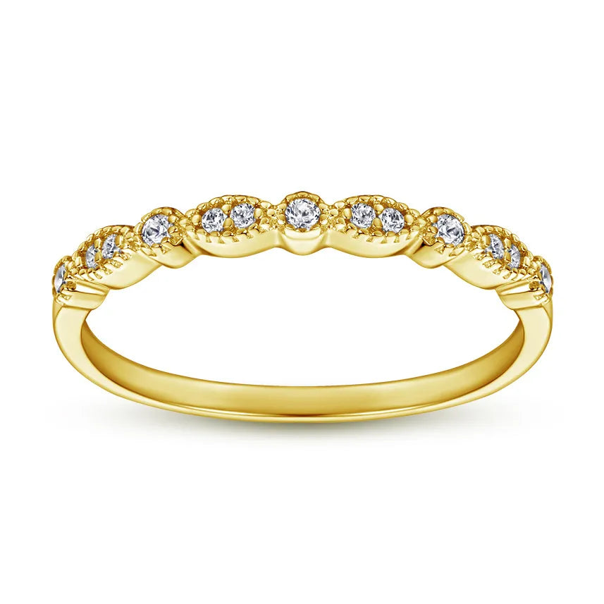 Sterling Silver Geometric Zirconia Ring Gold