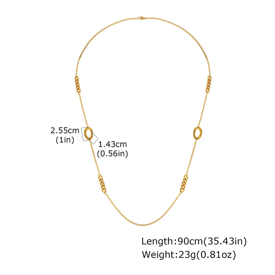 Geometric Stainless Steel Beaded Necklace Gold NC-2500G