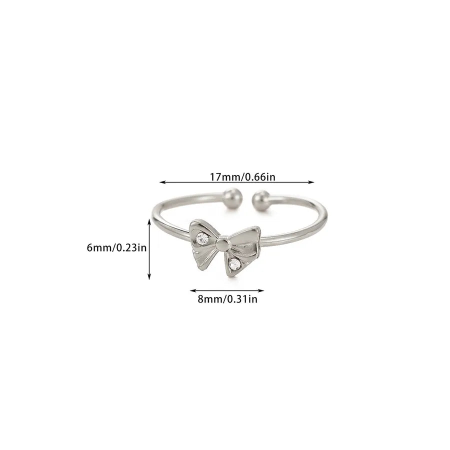Elegant Butterfly Knot Adjustable Ring Average Size White Gold