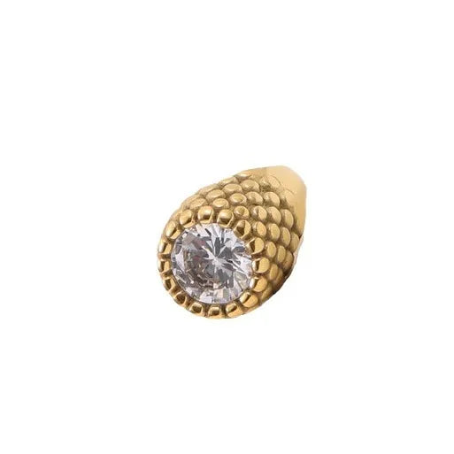 18K Gold Plated Titanium Ring with Zircon Stone