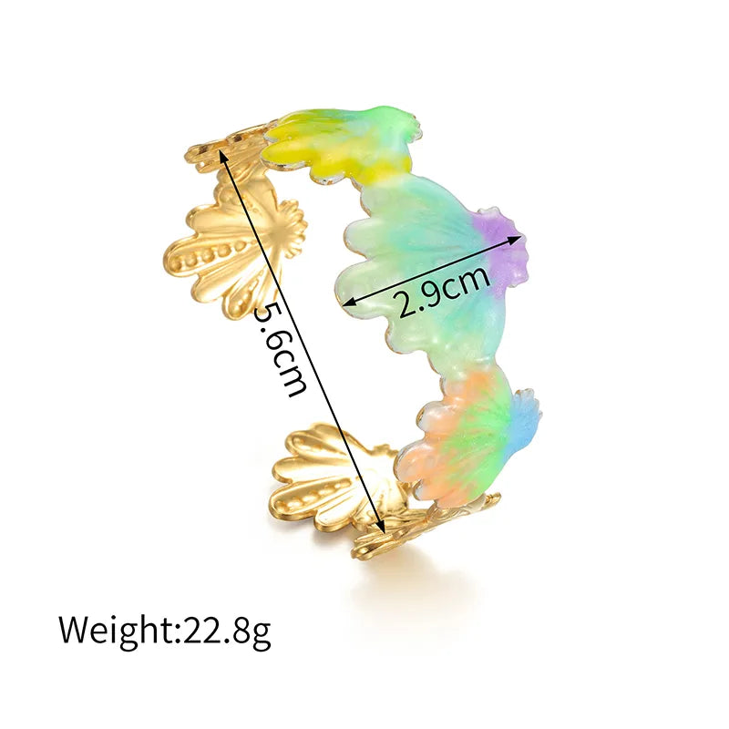 18K Gold Plated Flower Shell Bangle Bracelet B Style